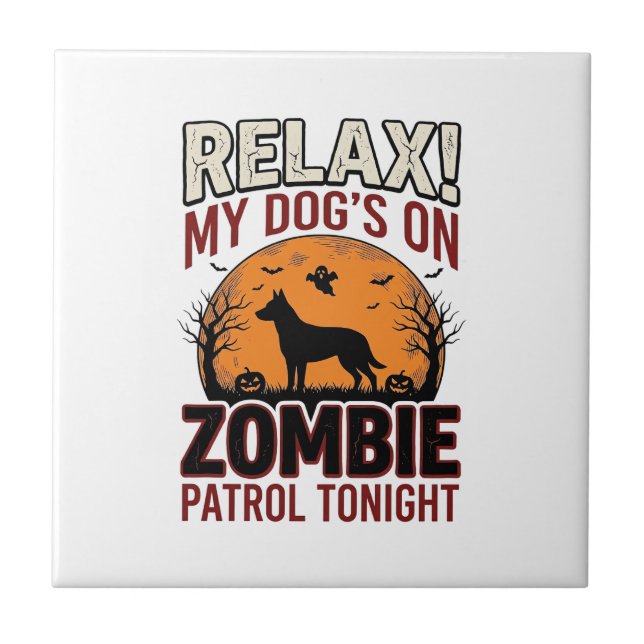 Carreau Chien de patrouille zombie Halloween Gravure vinta (Devant)