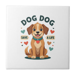 Carreau Chien de sauvetage mignon vintage sauve une vie Ca