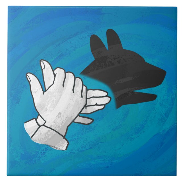 Carreau Chien d'ombre sur bleu (Devant)