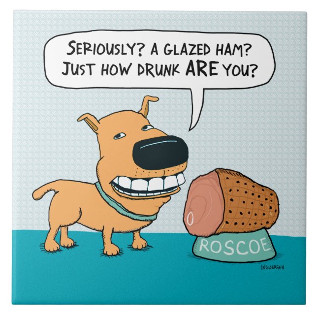 Carreau Chien drôle avec du jambon vitré (Devant)