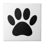 Carreau Chien Empreinte de patte Art noir et blanc<br><div class="desc">Empreinte de patte de chien de dessin en noir. Version arrière - plan blanche. Carreaux de céramique minimaliste décoratifs pour les maisons et les entreprises comme les animaleries. Idée cadeau pour les amoureux de les chiens.</div>