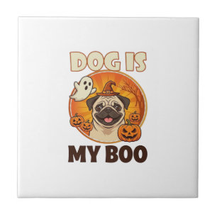 Carreau Chien Est Boo Pug Halloween Fantôme Citrouille