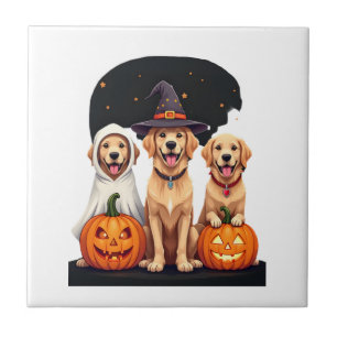 Carreau Chien fantôme Retriever doré Halloween Trick Or Tr