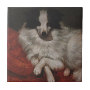 Carreau Chien farci assis sur un coussin (Courbet de Gusta