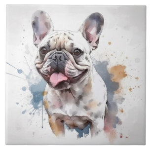 Carreau Chien français adorable aquarelle animal de compag