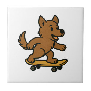 Carreau Chien mignon faisant du skateboard