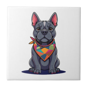 Carreau Chien mignon Pitbull Frenchie avec Art de bandana