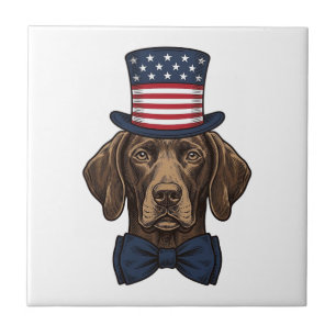 Carreau Chien Patriotique Gravure Vintage Design de T-Shir