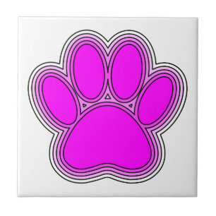 Carreau Chien Paw En Rose Avec Des Contours