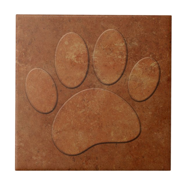 Carreau Chien Paw Faux Terracotta Imprimer (Devant)