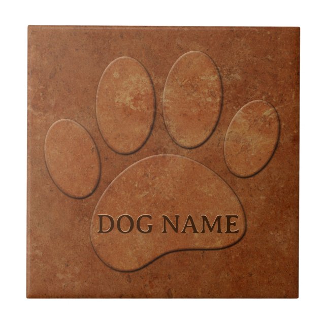 Carreau Chien Paw Faux Terracotta Imprimer (Devant)