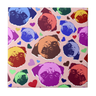 Carreau Chien Pug Chiot Style PopArt Rétro