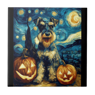 Carreau Chien Schnauzer Miniature Mignon Halloween Jack O 