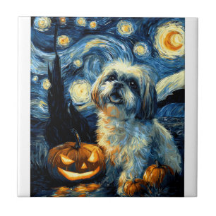 Carreau Chien Shih Tzu mignon citrouille de Halloween Jack