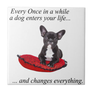 Carreau Chien-taureaux français avec coeur et belle citati