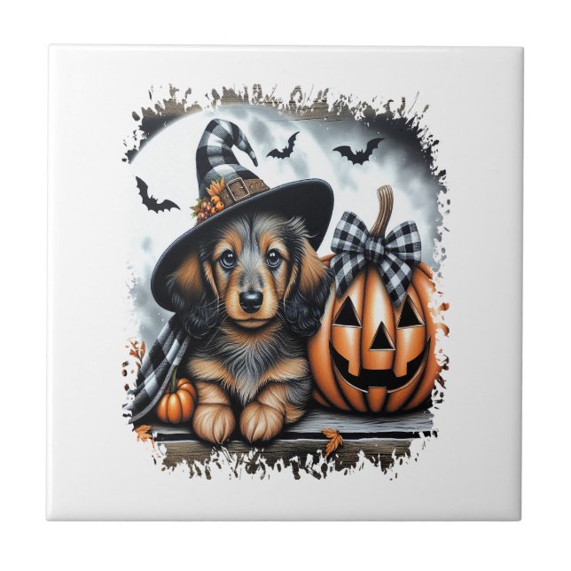 Carreau Chien teckel Halloween (Devant)