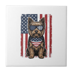 Carreau Chien Terrier Patriotique Dessin Vectoriel Drapeau