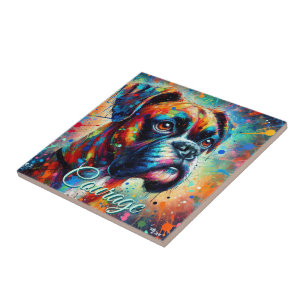 Carreau Chien Turquoise Bleu Chien de la boîte d'art pop c