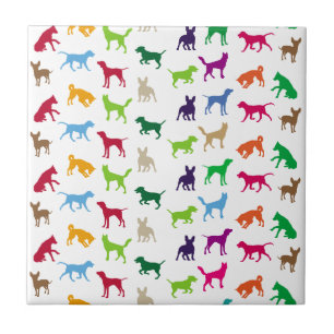 Carreau Chiens colorés silhouettes