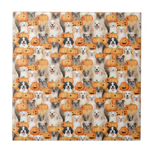 Carreau Chiens d'Halloween - Races de chiens mignons avec