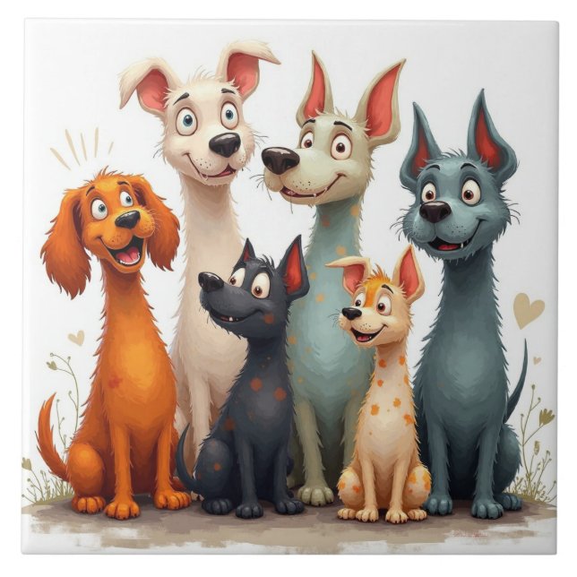 Carreau Chiens fantaisistes mignons (Devant)