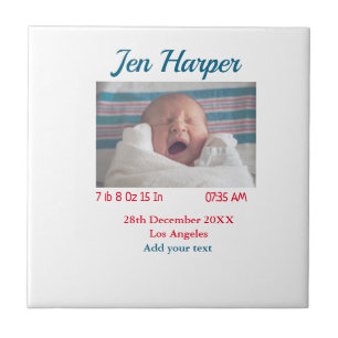 Carreau Chiffres de naissance bébé ajouter nom lieu date d