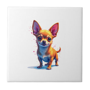 Carreau Chihuahua  Peinture Abstraite  Couleur  Chien Mign