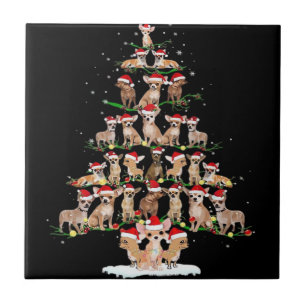 Carreau Chihuahua Sapin de Noël T-shirt drôle de Xmas Chih