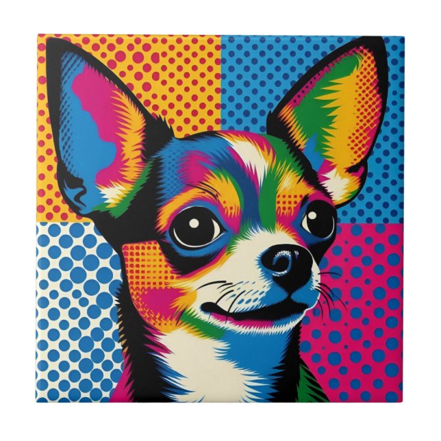 Carreau Chihuahua, style Pop Art coloré, (Devant)