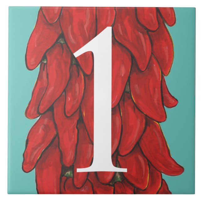 Carreau Chili Pepper House Numéro 1 Turquoise (Devant)