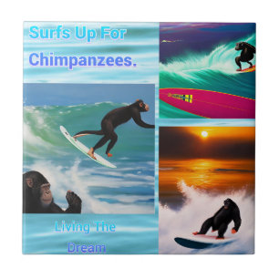 Carreau Chimpanzés Surf Photo Collage, Carrelage en cérami