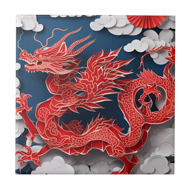 Carreau Chine New Year Dragon Papier coupé 2024 CerT3 (Devant)