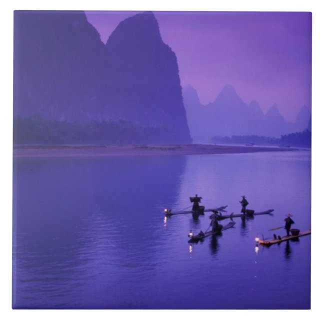 Carreau Chine, rivière Li. Pêcheurs au cormoran. (Devant)