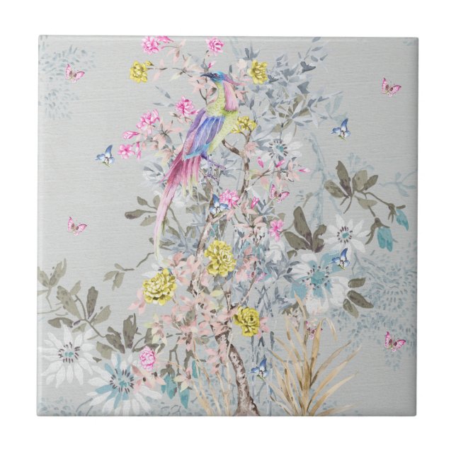 Carreau Chine soirée, toile, scène de la nature, antique,  (Devant)