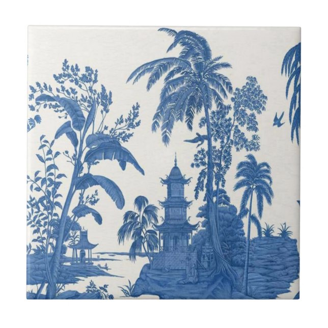 Carreau Chinoiserie bleue et blanche (Devant)