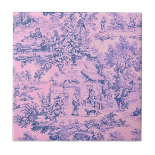 Carreau Chinoiserie Toile Rose Française Style Rococo Rust