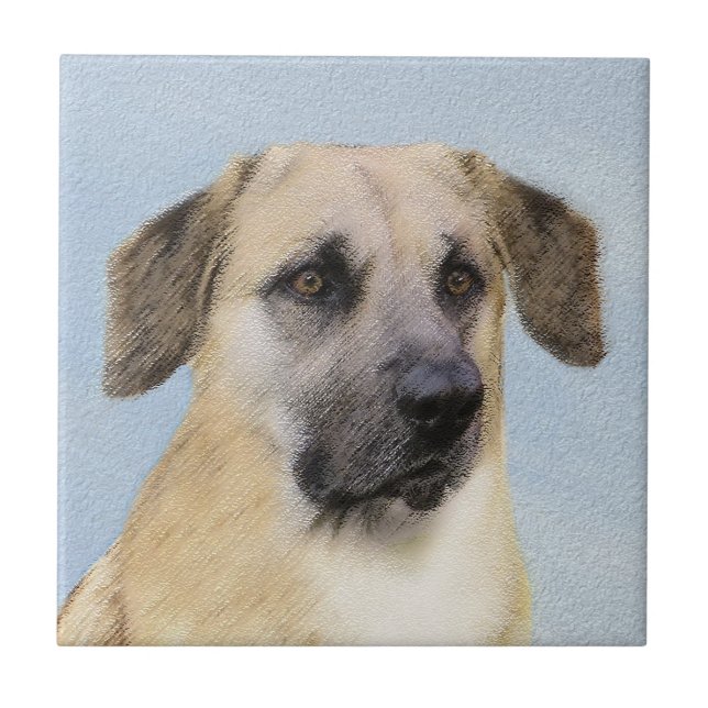 Carreau Chinook (Oreilles Laissées) Peinture - Art Chien o (Devant)