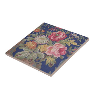 Carreau Chintz floral de style victorien vintage défraîchi