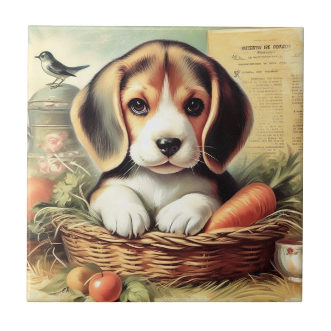 Carreau Chiot Beagle vintage (Devant)