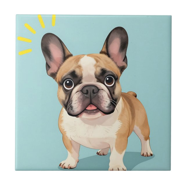 Carreau Chiot Bouledogue Français Fauve Adorable  (Devant)