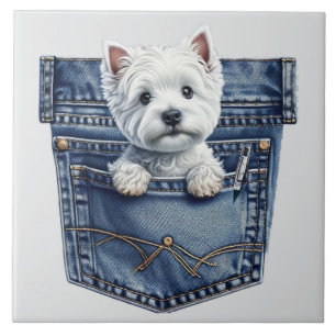 Carreau Chiot mignon à l'intérieur d'une poche