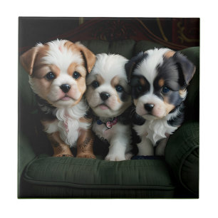 Carreau Chiots super mignons sur le canapé 2