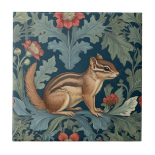 Carreau Chipmunk William Morris style Droite face Feuillet