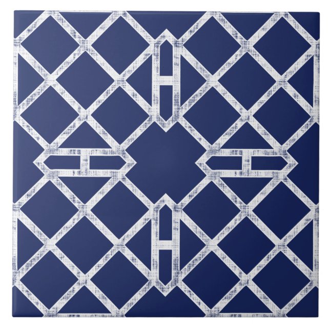 Carreau Chippendale chinois Motif Vintage bleu et blanc (Devant)