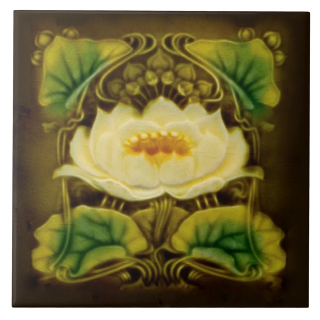 Carreau Chocolat Art Nouveau Marsden Majolica Tuile Floral (Devant)