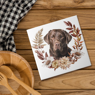 Carreau Chocolat Labrador Retriever Automne Wreath
