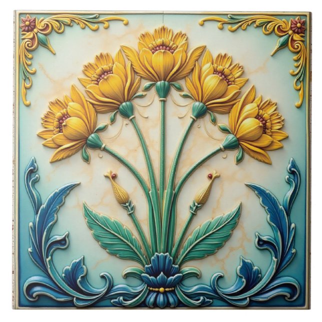 Carreau Chœur floral en jaune (Devant)