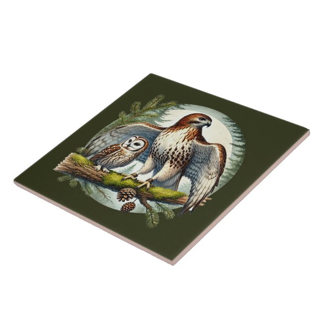 Carreau Chouette aigle des bois (Côté)