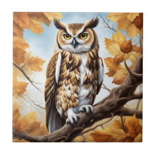 Carreau Chouette Brown et blanche d'automne