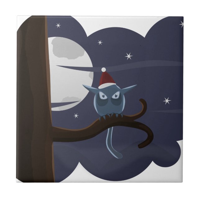 Carreau chouette de noël effrayant (Devant)